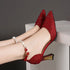 Beaded Pointed Toe Mary Jane Heels Sandals For Women