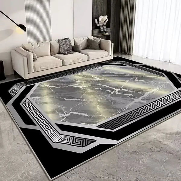 European Style Luxury Gold Area Rug Abstract Texture Washable Living Room Carpet