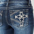 Womens Jeans Mid Waisted Straight Leg Bootcut Denim Trousers