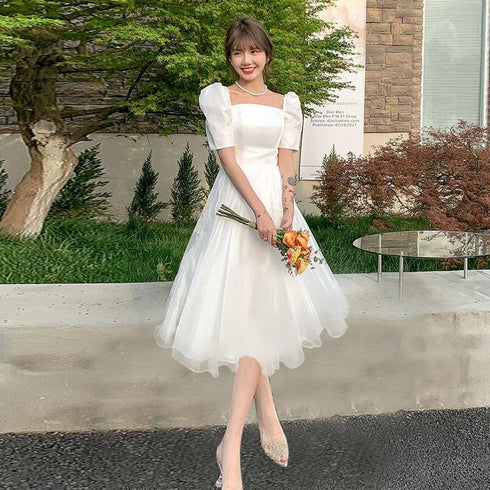 White Sweat Princess Wedding Dress for Banquet Ball Prom