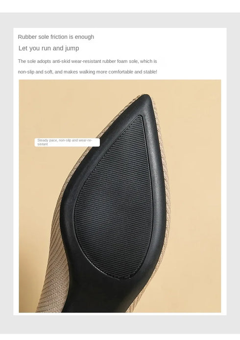 Stylish Women's Pointed Toe Slip-On Flat Pumps for Casual Spring and Autumn Wear