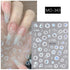 5D Embossed Nail Art Stickers - Semi-Transparent White Bowknots Adhesive Sliders for Creative Manicure Decorations and Nail Art Accessories