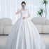 Vintage Princess Wedding Dress Satin Gown with Beading Plus Size