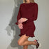 Knitted Ruffle Mini Dress for Women Elegant Bodycon Knit Sweater Dress for Autumn Winter