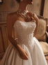 Strapless Beaded Pearls Wedding Dress Ball Gown With Button Back And Court Train Silhouette