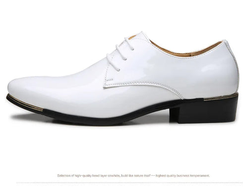 Elegant Oxford Dress Shoes for Men - Luxurious Patent Leather Formal Footwear for Weddings and Office Events, Sizes 38-48, Soft Rubber Outsole and Pointed Toe Design