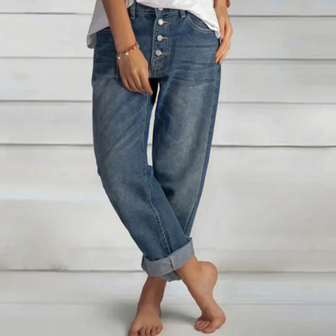 Casual Summer Wide-Leg Jeans for Women - Trendy Loose Pants with Pockets and Empire Waist - Perfect for Stylish Summer Outfits and Homecoming Events