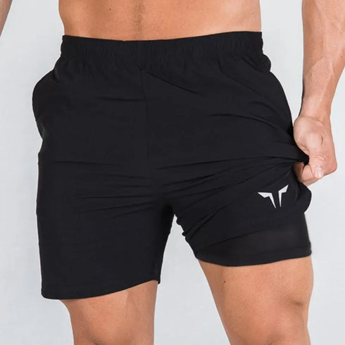 Men's Summer Gym Fitness Double-Decker 2 in 1 Shorts Sports Running Basketball Jogger Bottoms