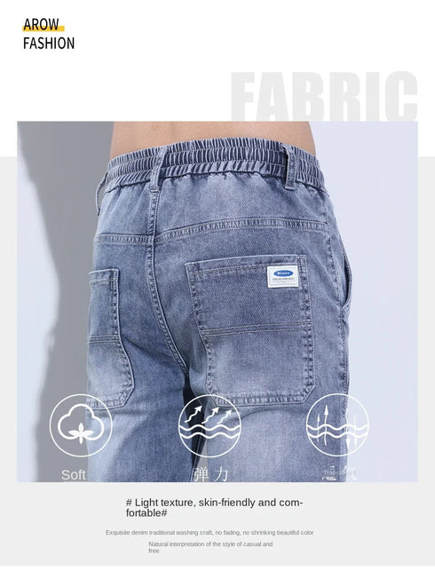 Korean Street Luxury Work Pants Men's Jogger Jeans Denim Wear