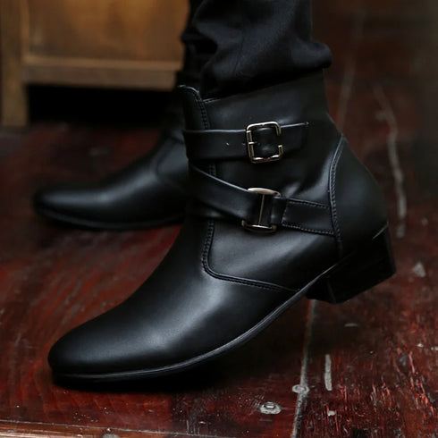 Stylish Leather Chelsea Boots for Men - Designer Casual and Formal Buckle Strap Footwear