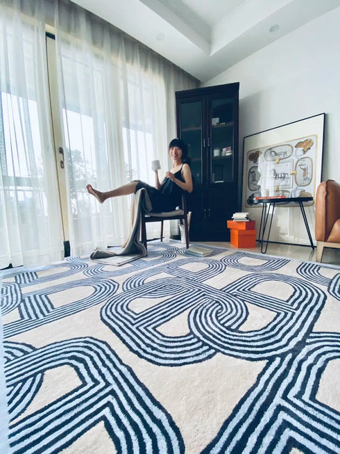 French Style Plush Carpet for Living Room and Bedroom Minimalist Fluffy Rug