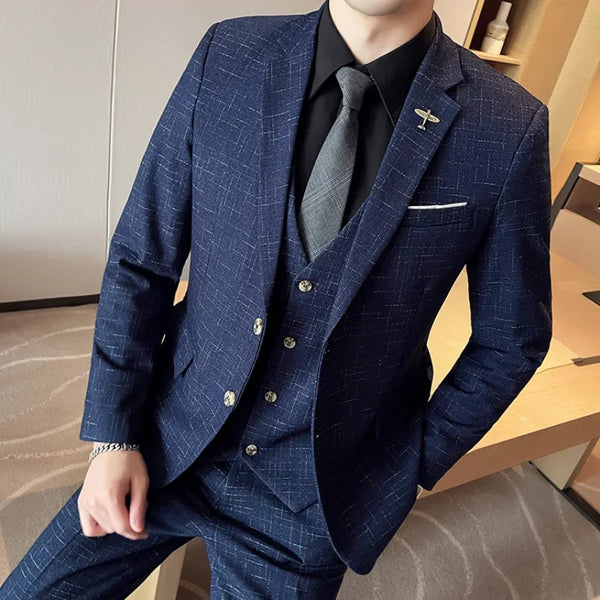 Elegant Men's Wedding Suit Set with Vest and Trousers - Perfect for Groom, Best Man, and Formal Business Occasions - Stylish 3/2 Piece Attire for Every Season