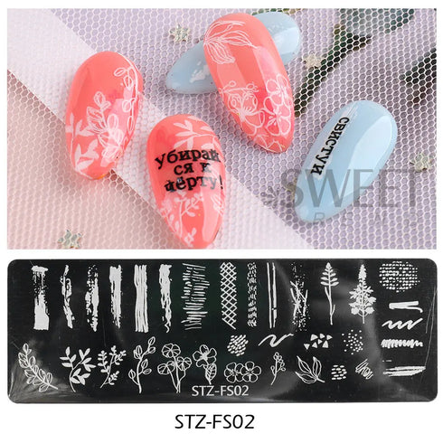 Winter Wonderland Nail Art Stamping Plate with Snowflake, Butterfly, and Rose Leaf Designs - Perfect for DIY Christmas Nail Polish Printing Template Tool