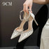 Comemore White Wedding Bridesmaid Satin Pumps with Rhinestones