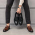 Luxury Black Low Heeled Tassels Loafers for Men Business Dress Shoes