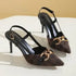 Women Pointed Toe Metal Buckle High Heel Anti Slip Sandals