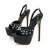 Sexy Peep Toe Platform Sandals Rivet Buckle Strappy Heels