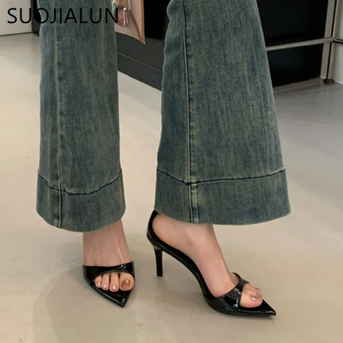 Pointed Toe Ankle Strap Gladiator Heels For Women Sandal