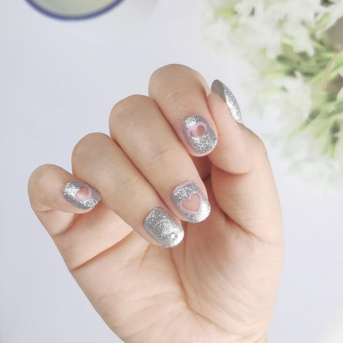 Sparkling Purple Glitter Kids Press-On Nails - 24-Piece Gradient Fake Nail Art Tips for Short Full-Cover Fun and Creative Nail Designs for Girls