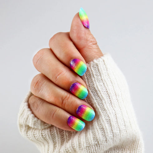 Sparkling Purple Glitter Kids Press-On Nails - 24-Piece Gradient Fake Nail Art Tips for Short Full-Cover Fun and Creative Nail Designs for Girls