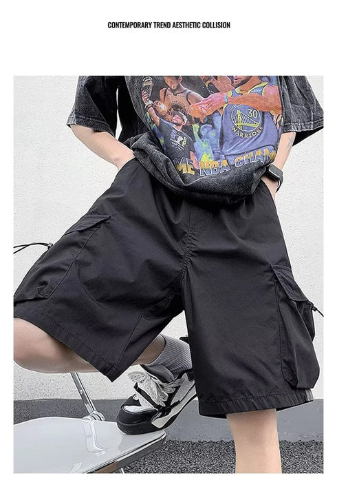 High Street Cargo Shorts For Men Casual Hip Hop Bermuda