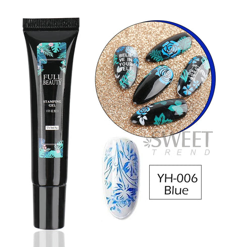 8ml Black Nail Stamping Gel Polish for Stunning Manicure Art with White Gold Transfer Gel, Perfect for UV Soak Off Varnish and Nail Art Stamping Plate Tools