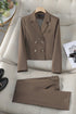 Chic Women's Office Suit Set: Long Sleeve Double Breasted Short Tops with Slim High Waisted Pencil Pants for Spring Fashion