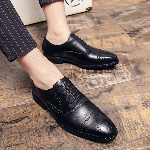 Luxury Handmade Men's Brogue Oxfords - Big Size 47 Leather Dress Shoes for Weddings, Parties, and Business Casual Occasions