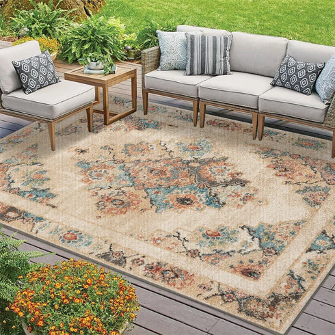 Retro Persian Carpet Large Area Outdoor Balcony Mat for Living Room and Bedroom Decor