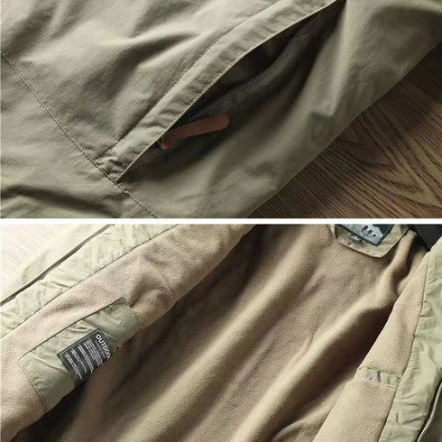 Fleece Lined Waterproof Jacket for Men – Warm Outdoor Hiking and Trekking Windbreaker with Hood for Spring and Autumn Adventures