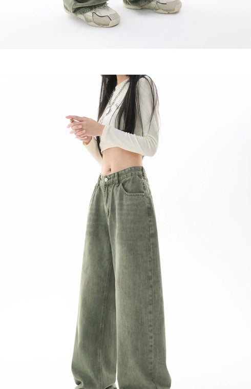 Chic High Waist Loose Straight Leg Women's Jeans for Effortless Streetwear Style - Ideal for Casual Y2K Fashion and Fall Outfit Inspiration