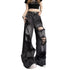 Vintage Wide Leg Ripped Denim Jeans for Women - Y2K Style Loose Fit Straight Pants Perfect for Fall Outfits and Streetwear Inspiration