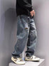 Ripped Jeans Baggy Straight Fit Denim Pants Mens Jeans Streetwear Hip Hop