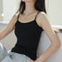 Summer Women's Solid Color Cotton Spaghetti Strap Tank Tops - Casual Sleeveless Crop Vest