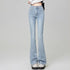 Korean Style Women's Grunge Flare Jeans - Y2K Bell Bottom Trousers for All Seasons, Perfect for Fashionable Streetwear and Fall Outfit Inspiration