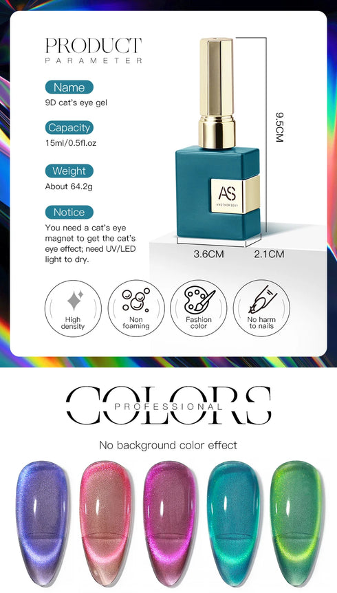 Magnetic Cat Eye Nail Gel Polish - 15ml 9D Shiny Galaxy Effect Soak Off Varnish for Stunning Nail Art, Long Lasting Manicure Essential