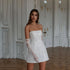 Elegant A-Line Mini Wedding Dress Strapless Sequined Vintage Style
