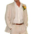 Beige Linen Men Suits Casual 2 Piece Jacket Pants Set for Beach and Summer Events