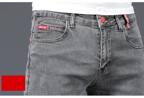 Slim Gray Blue Skinny Jeans for Men - Casual Denim Trousers