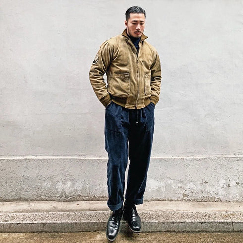 Men's Tactical Lightweight Military Cotton Bomber Jacket - Spring and Autumn Khaki Fury WW2 Tanker Style with Zipper Closure and Pockets for Outdoor Travel