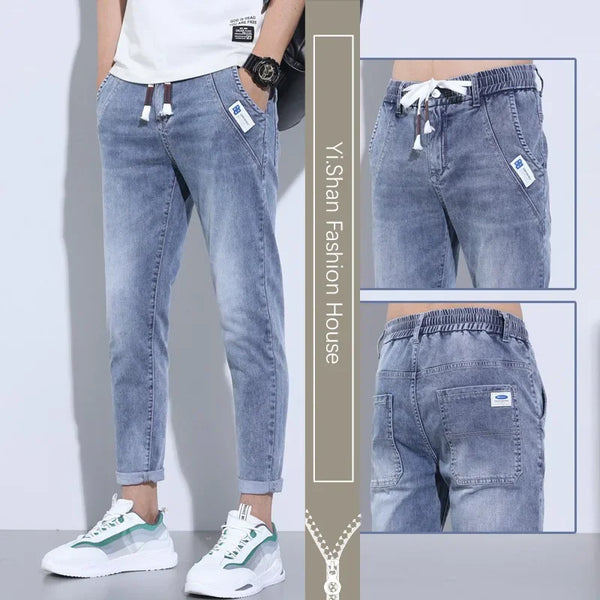 Korean Street Luxury Work Pants Men's Jogger Jeans Denim Wear