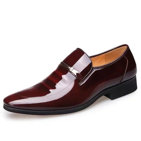 Elegant Breathable Oxford Leather Shoes for Men - Perfect Formal Flats for Office, Weddings, and Daily Wear - Comfortable Slip-On Design with Pointed Toe and Rubber Outsole