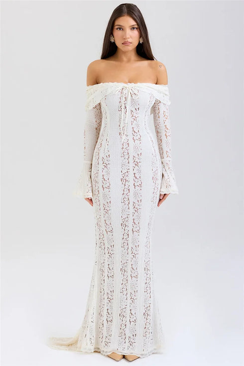 Mozision Lace Off-shoulder Sexy Maxi Dress Elegant Evening Dress
