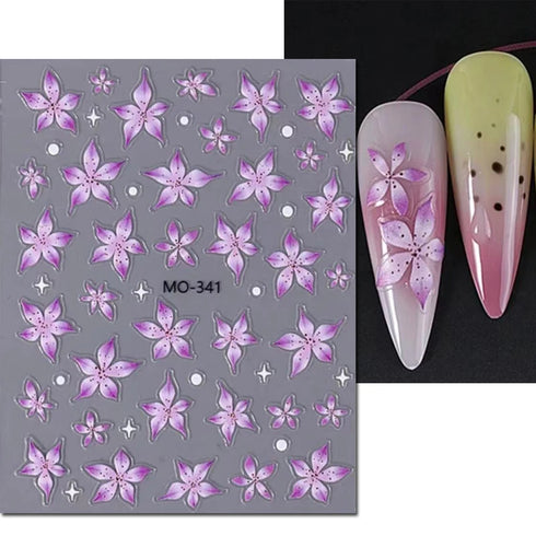 5D Embossed Nail Art Stickers - Semi-Transparent White Bowknots Adhesive Sliders for Creative Manicure Decorations and Nail Art Accessories