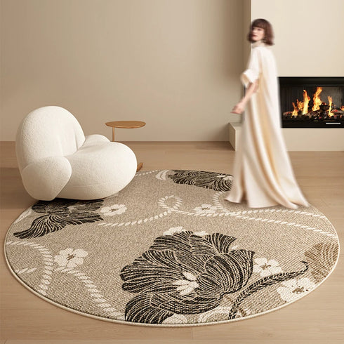Cream Style Round Carpet Fluffy Soft Plush Rug for Living Room and Bedroom