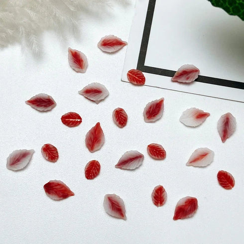 50pcs 3D Kawaii Colorful Leaf Nail Art Charms - Mixed Resin Nail Decorations and Acrylic Rhinestones for DIY Manicure Accessories and Press-On Nails