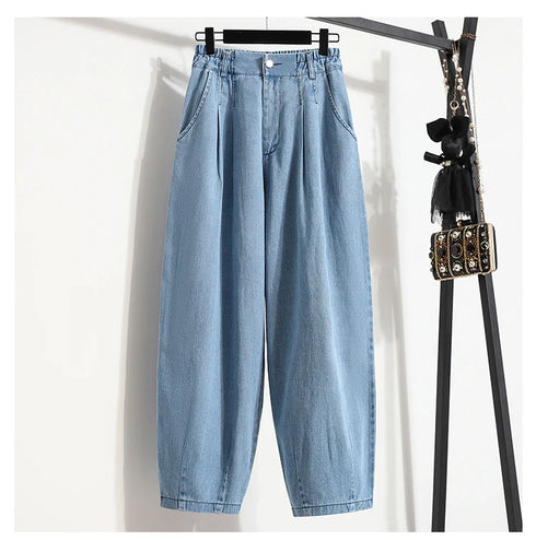 Women Casual Jeans Korean Style Streetwear Loose High Waist Denim Pants