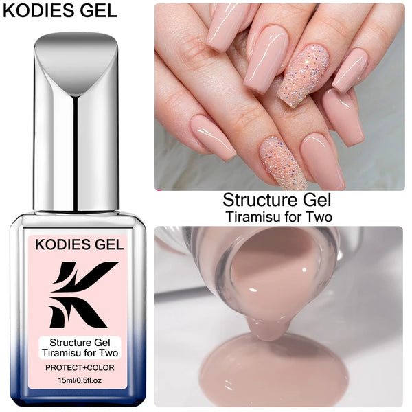 Professional Semi Permanent UV/LED Rubber Base Gel Nail Polish for Stunning Natural Camouflage and Pearlescent Finish, 15ml