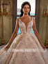 Alonlivn Custom Made Luxury Appliques Lace Ball Gown Wedding Dresses Chapel Train V-Neck Bridal Gowns