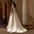 Customized Satin Wedding Dresses A Line V Neck Bride Gown Elegant Sleeveless Floor Length